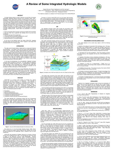 A Review of Some Integrated Hydrologic Models