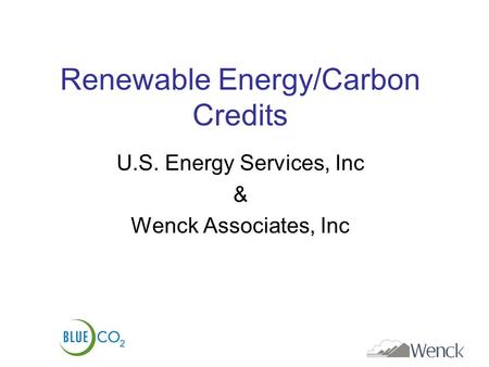 Renewable Energy/Carbon Credits U.S. Energy Services, Inc & Wenck Associates, Inc.