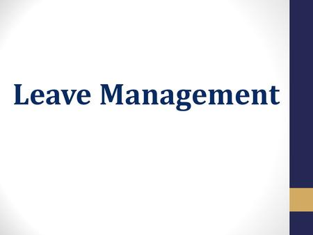 Leave Management.