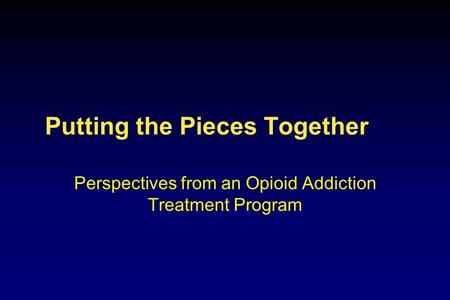 Putting the Pieces Together Perspectives from an Opioid Addiction Treatment Program.