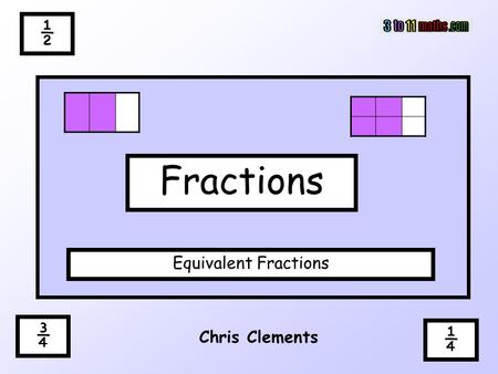 ½ Fractions Equivalent Fractions ¾ ¼ Chris Clements.
