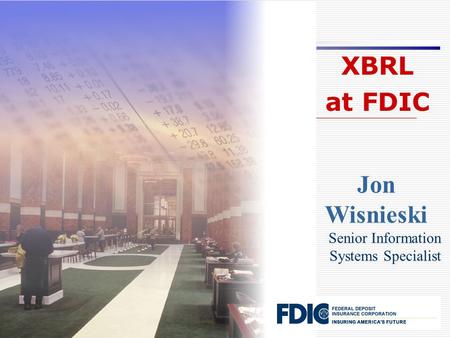 Jon Wisnieski Senior Information Systems Specialist XBRL at FDIC.