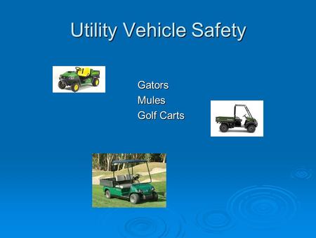 Utility Vehicle Safety