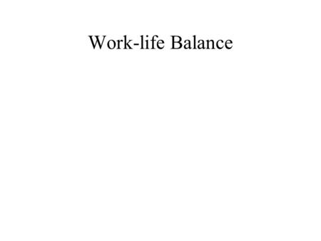 Work-life Balance. Lesson Objectives At the end of this lecture, you should: –Know why I/O psychologists and organizations are interested in the balance.