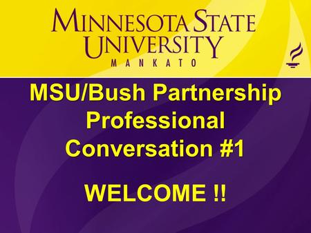 MSU/Bush Partnership Professional Conversation #1 WELCOME !!