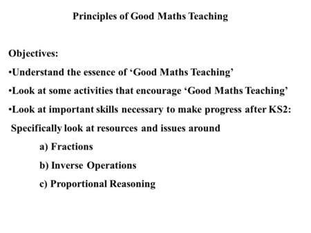 Principles of Good Maths Teaching