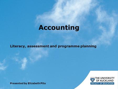 Accounting Literacy, assessment and programme planning