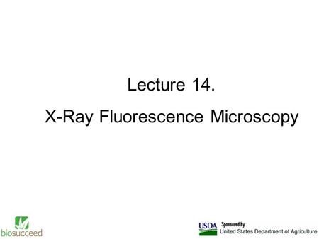 Lecture 14. X-Ray Fluorescence Microscopy. X-Ray Synchrotron Giant x-ray ring located at Brookhaven National Laboratory in Long Island New York. Utilized.
