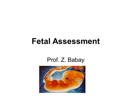 Fetal Assessment Prof. Z. Babay.