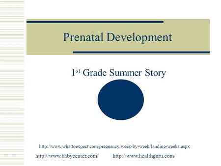 Prenatal Development 1 st Grade Summer Story