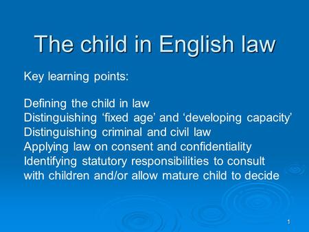 The child in English law