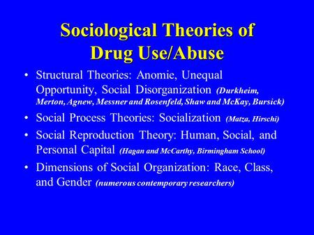 Sociological Theories of Drug Use/Abuse