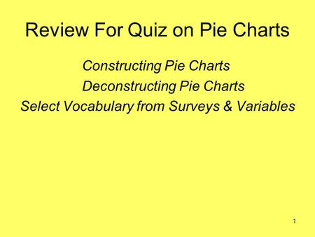 Review For Quiz on Pie Charts