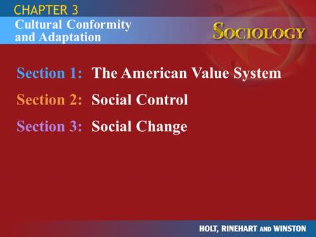 Section 1: The American Value System Section 2: Social Control