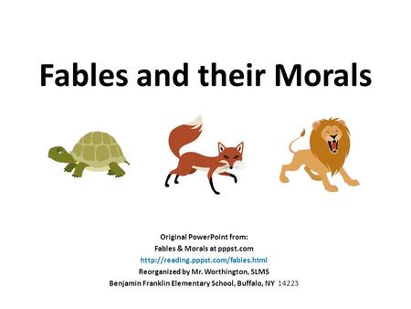 Fables and their Morals