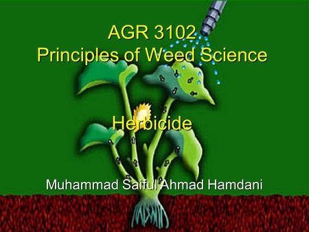 AGR 3102 Principles of Weed Science Herbicide Muhammad Saiful Ahmad Hamdani.