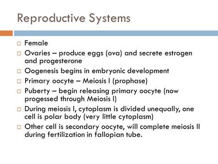 Reproductive Systems Female
