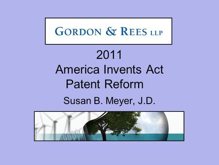 2011 America Invents Act Patent Reform Susan B. Meyer, J.D.