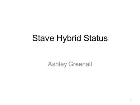 Stave Hybrid Status Ashley Greenall 1. Current Status Current build of hybrids (Version 3) distributed to 6(+1) sites: Cambridge, DESY, Freiburg, LBL,