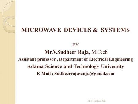 MICROWAVE DEVICES & SYSTEMS