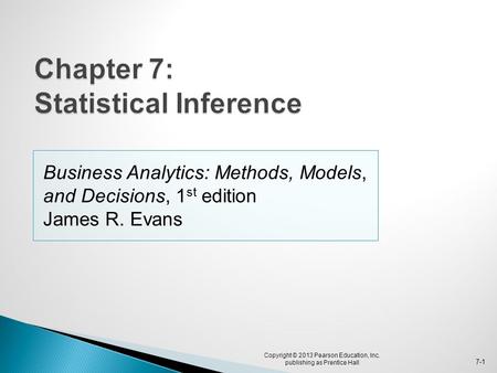 Chapter 7: Statistical Inference