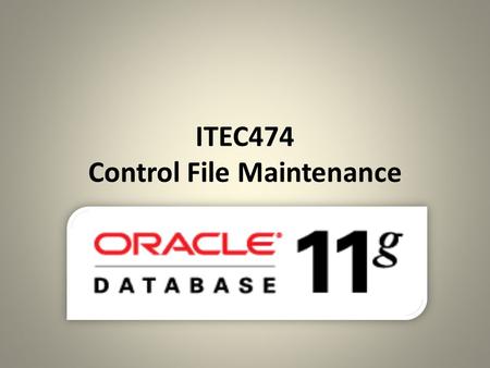 ITEC474 Control File Maintenance