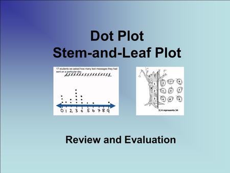 Dot Plot Stem-and-Leaf Plot Review and Evaluation.