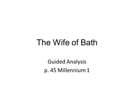 Guided Analysis p. 45 Millennium 1