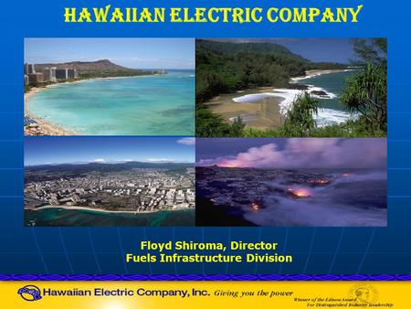 Floyd Shiroma, Director Fuels Infrastructure Division HAWAIIAN ELECTRIC COMPANY.