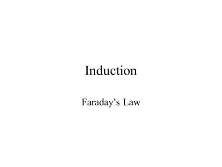 Induction Faraday’s Law. Induction We will start the discussion of Faraday’s law with the description of an experiment. A conducting loop is connected.