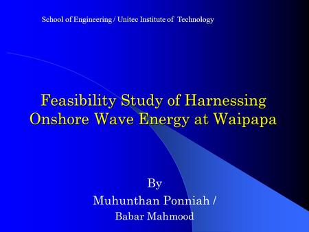 Feasibility Study of Harnessing Onshore Wave Energy at Waipapa