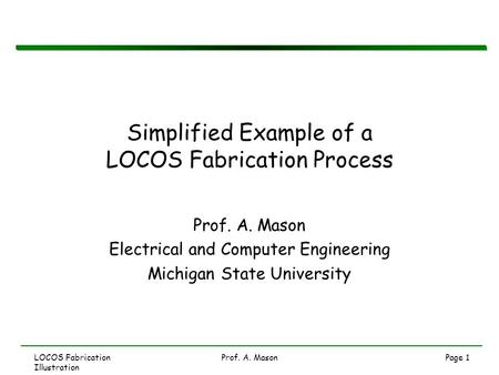 Simplified Example of a LOCOS Fabrication Process