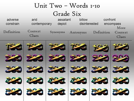 Unit Two – Words 1-10 Grade Six