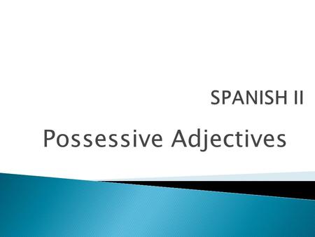 Possessive Adjectives  Adjectives DESCRIBE nouns, correct?  Well, they can also show possession.