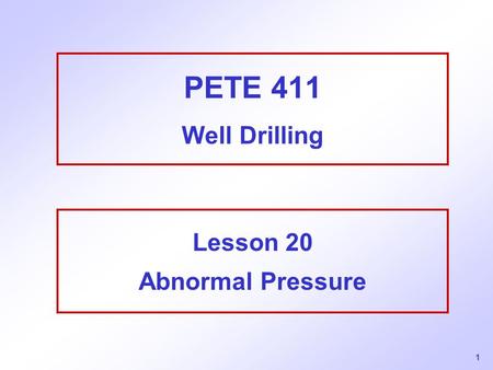 Lesson 20 Abnormal Pressure