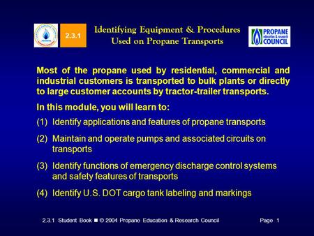 Identifying Equipment & Procedures Used on Propane Transports