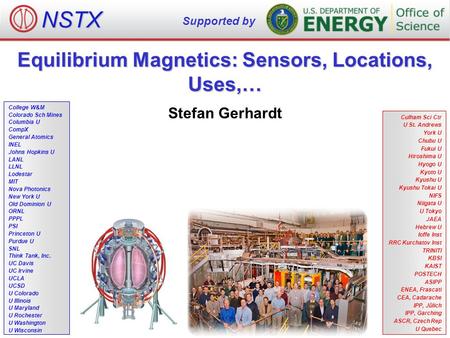 Equilibrium Magnetics: Sensors, Locations, Uses,… Stefan Gerhardt NSTX Supported by College W&M Colorado Sch Mines Columbia U CompX General Atomics INEL.