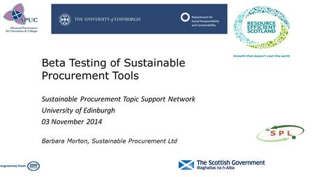 Beta Testing of Sustainable Procurement Tools