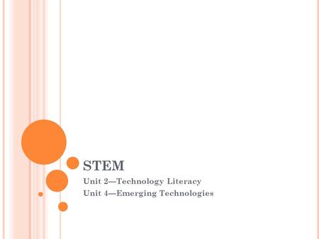 STEM Unit 2—Technology Literacy Unit 4—Emerging Technologies.