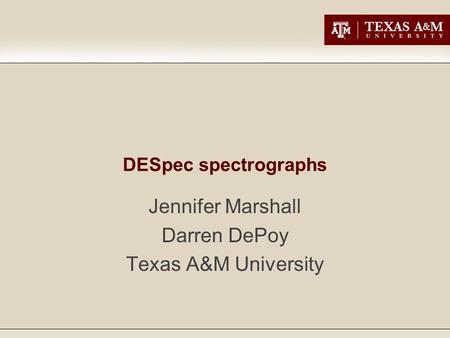 DESpec spectrographs Jennifer Marshall Darren DePoy Texas A&M University.