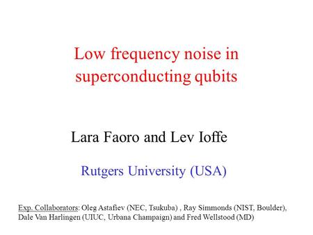 Low frequency noise in superconducting qubits