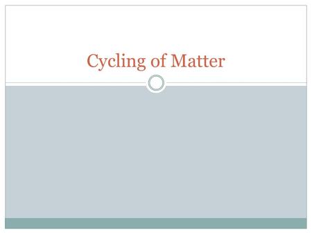 Cycling of Matter. Recap: Environment: all abiotic and biotic factors that exist on Earth as well as their interactions Abiotic: non-living factors Biotic: