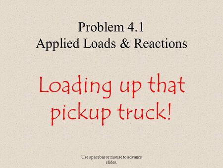Problem 4.1 Applied Loads & Reactions