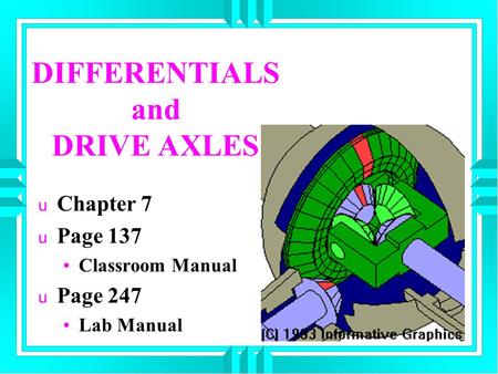 DIFFERENTIALS and DRIVE AXLES