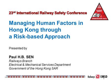 Managing Human Factors in Hong Kong through a Risk-based Approach