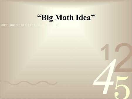 “Big Math Idea”. Five Attributes of Worthwhile Tasks.