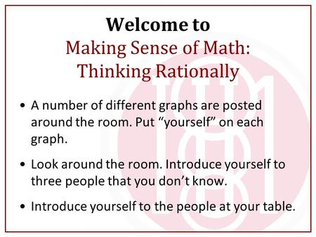 Welcome to Making Sense of Math: Thinking Rationally