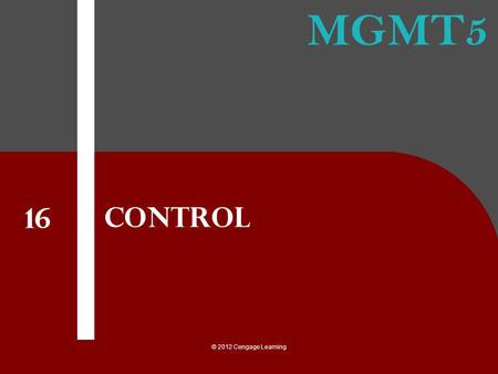 Control 16 © 2012 Cengage Learning.