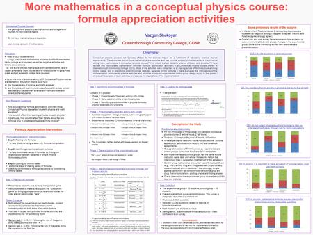 More mathematics in a conceptual physics course: formula appreciation activities Conceptual physics courses are typically offered to non-science majors.