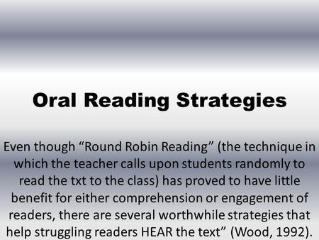 Oral Reading Strategies